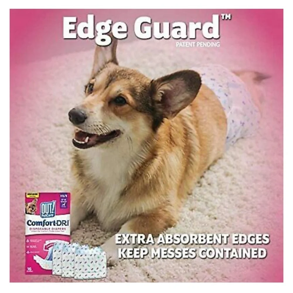 OUT! PET CARE Disposable Dog Diapers (Size M/L 18”-25” Waist, 25-75 Lbs.)